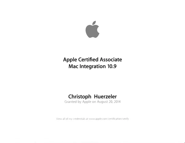 Apple Certified Associate Mac Integration 10.9 – Christof Hürzeler