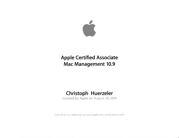 Apple Certified Associate Mac Management 10.9 – Christof Hürzeler