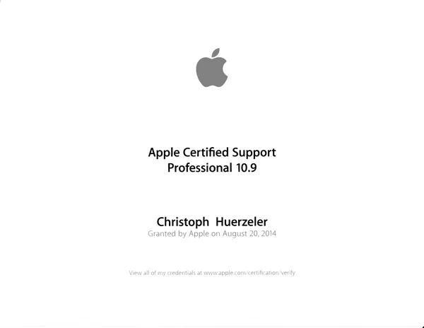 Apple Certified Support Professional 10.9 – Christof Hürzeler
