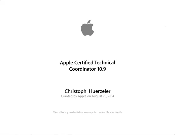 Apple Certified Technical Coordinator 10.9 – Christof Hürzeler